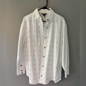 DKNY White Collared Jacket with Subtle Hardware